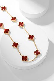 Van Cleef & Arpels Alhumbra Vintage Necklace Gold Tone In Red - 4