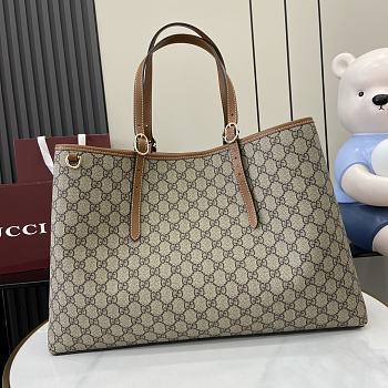 Gucci GG Emblem medium tote bag Beige and dark brown new