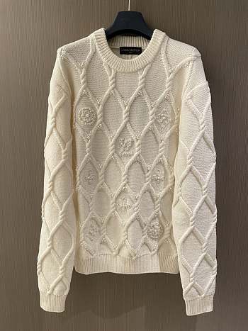 Louis Vuitton Embellished Cable Knit Wool Blend Pullover