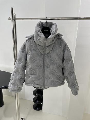 Louis Vuitton Short Down Jacket Monogram In Gray