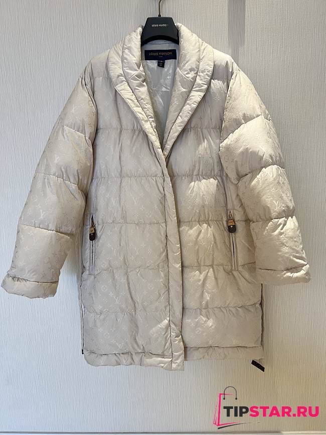 Louis Vuitton Long Down Coat Monogram In Beige - 1