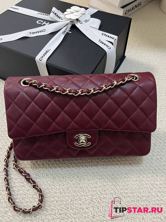 Chanel Classic Flap Bag Caviar In Burgundy Color - 1