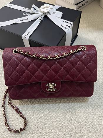 Chanel Classic Flap Bag Caviar In Burgundy Color