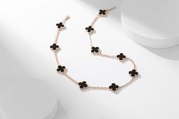 Van Cleef & Arpels Alhumbra Vintage Necklace Gold Tone In Black