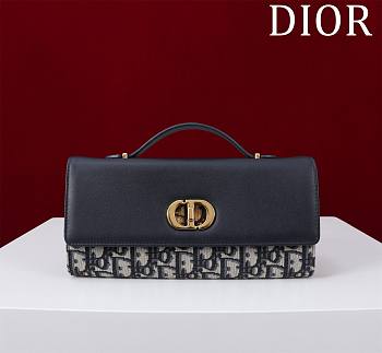 Dior Top handle Supple Calfskin Cannage Caro Wallet Dark Blue