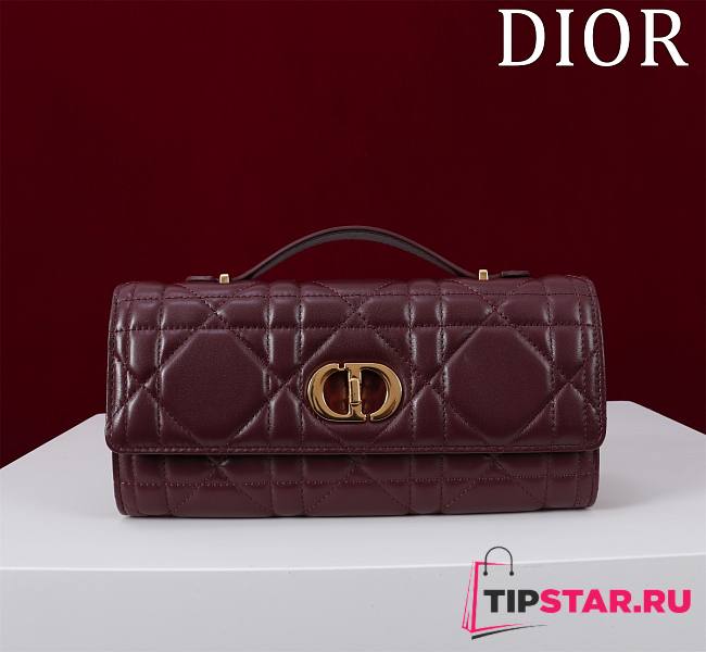 Dior Top handle Supple Calfskin Cannage Caro Wallet Burgundy - 1