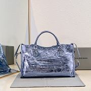 Balenciaga Medium Le City tote bag shiny blue - 4