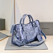 Balenciaga Medium Le City tote bag shiny blue - 3