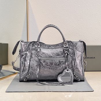 Balenciaga Medium Le City tote bag shiny gray