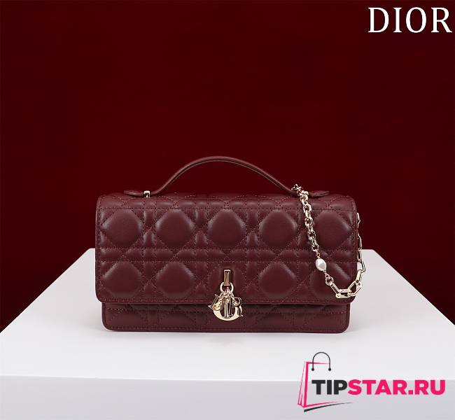 Dior My Dior Mini Bag Burgundy Cannage Lambskin - 1