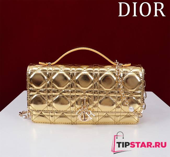 Dior My Mini Bag Iridescent Metallic Gold-Tone Cannage Lambskin - 1