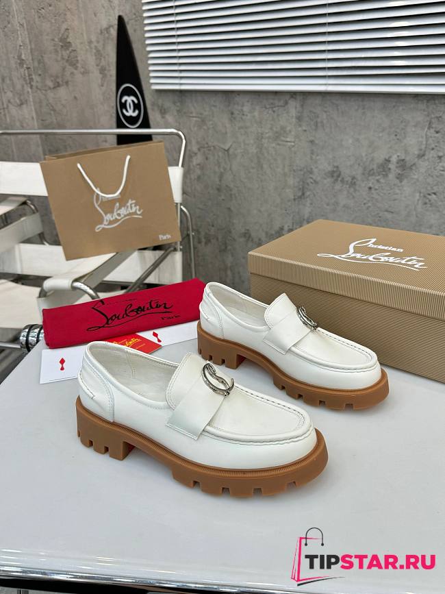 Christian Louboutin CL Moc Lug leather loafers white - 1