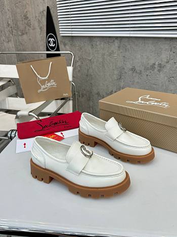 Christian Louboutin CL Moc Lug leather loafers white