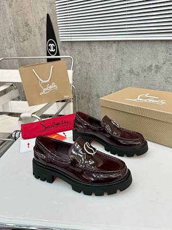 Christian Louboutin CL Moc Lug leather loafers shiny burgundy