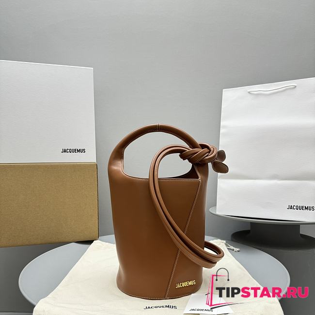 Jacquemus Mini Knotted Bucket Bag Brown - 1