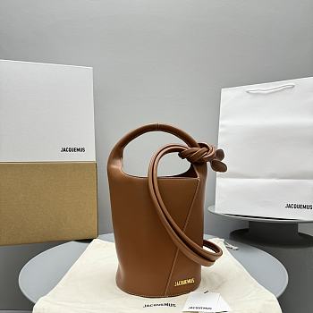 Jacquemus Mini Knotted Bucket Bag Brown