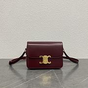 Celine Mini Triomphe Bag in shiny calfskin Burgundy - 1