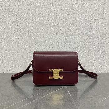 Celine Mini Triomphe Bag in shiny calfskin Burgundy