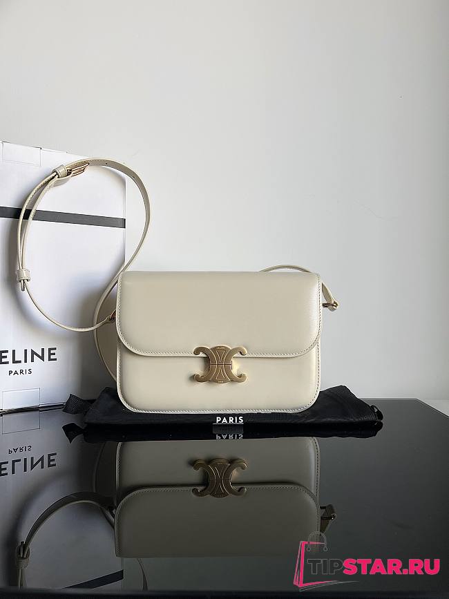 Celine Teen Triomphe Bag in shiny calfskin Cream - 1