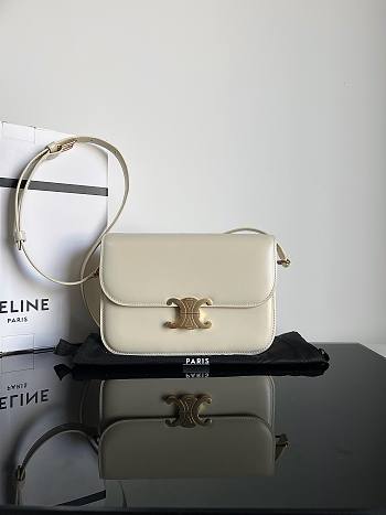 Celine Teen Triomphe Bag in shiny calfskin Cream