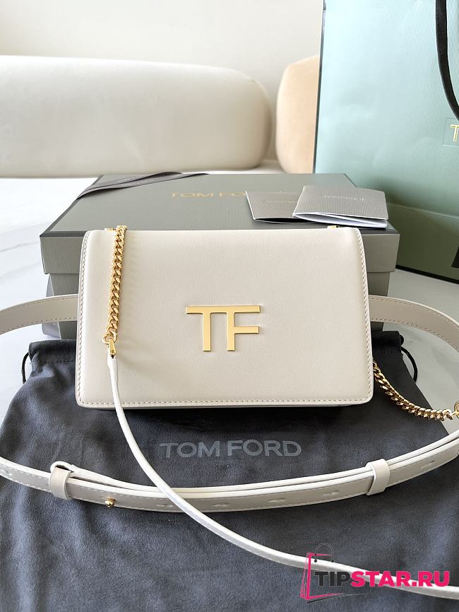 Tom Ford Palmellato leather baguette bag with logo white - 1