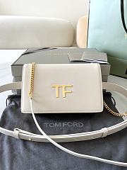 Tom Ford Palmellato leather baguette bag with logo white - 1