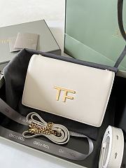 Tom Ford Palmellato leather baguette bag with logo white - 2