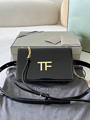 Tom Ford Palmellato leather baguette bag with logo shiny black - 1