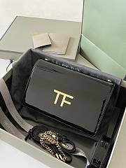 Tom Ford Palmellato leather baguette bag with logo shiny black - 3