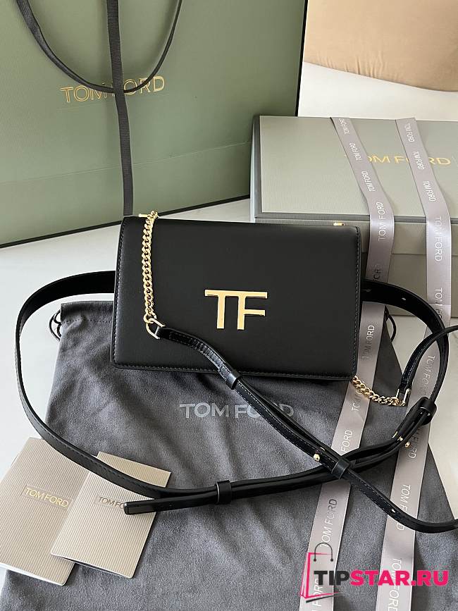 Tom Ford Palmellato leather baguette bag with logo black - 1