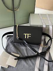 Tom Ford Palmellato leather baguette bag with logo black - 1