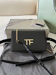 Tom Ford Palmellato leather baguette bag with logo black - 5