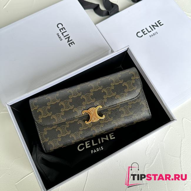 Celine Large Triomphe wallet in shiny calf leather - 1