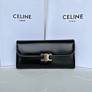 Celine Large Triomphe wallet in shiny calf leather Black - 5