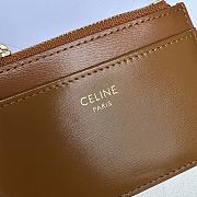 Celine COMPACT WALLET WITH COIN TRIOMPHE in Shiny calfskin Brown - 5