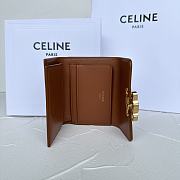 Celine COMPACT WALLET WITH COIN TRIOMPHE in Shiny calfskin Brown - 4