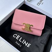 Celine COMPACT WALLET WITH COIN TRIOMPHE in Shiny calfskin Pink - 1