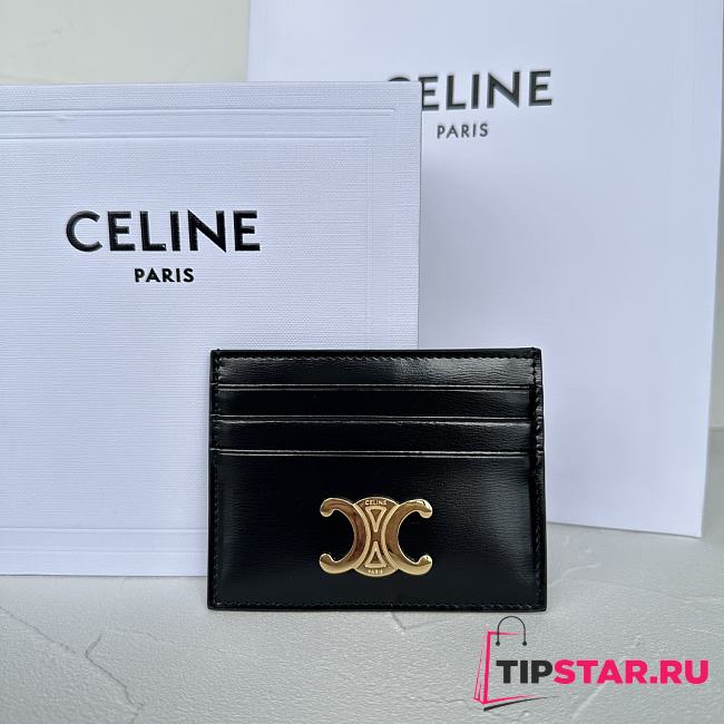 Celine Triomphe Card Holder In Black - 1