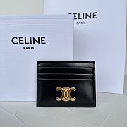 Celine Triomphe Card Holder In Black - 1