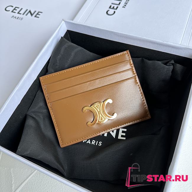 Celine Triomphe Card Holder In Brown - 1