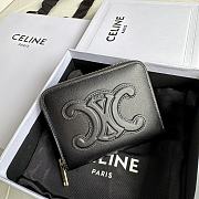 Celine TRIOMPHE COMPACT ZIPPERED WALLET IN SMOOTH CALFSKIN Black - 1