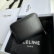 Celine TRIOMPHE COMPACT ZIPPERED WALLET IN SMOOTH CALFSKIN Black - 4