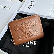 Celine TRIOMPHE COMPACT ZIPPERED WALLET IN SMOOTH CALFSKIN Toasted - 1