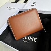 Celine TRIOMPHE COMPACT ZIPPERED WALLET IN SMOOTH CALFSKIN Toasted - 3