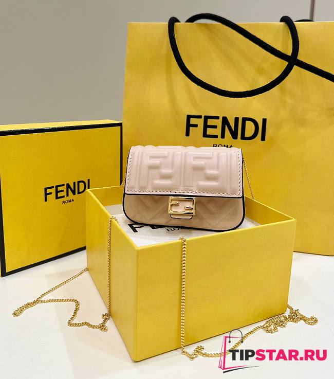 Fendi Nano Baguette Super mini bag card Sheepskin beige - 1