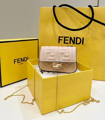 Fendi Nano Baguette Super mini bag card Sheepskin beige