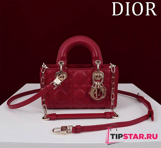 Dior Lady d-joy-micro Leather with Velvet red - 1