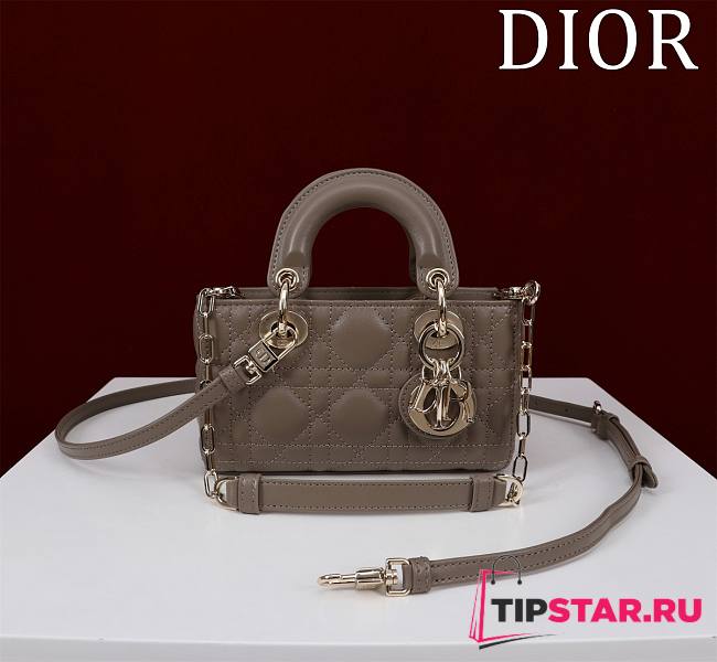 Dior Lady d-joy-micro Leather with Velvet dark gray - 1