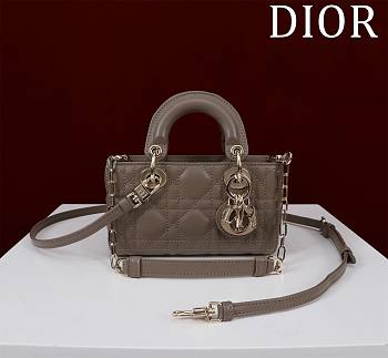 Dior Lady d-joy-micro Leather with Velvet dark gray