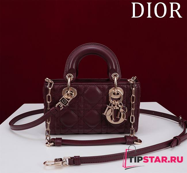 Dior Lady d-joy-micro Leather with Velvet burgundy - 1